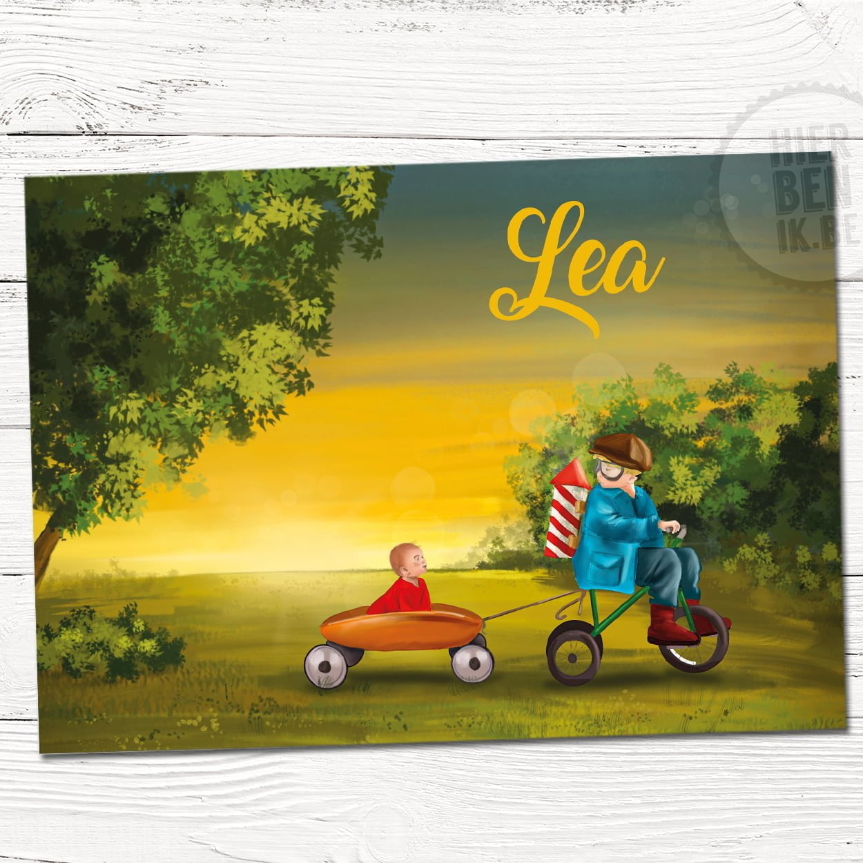 Mooi geboortekaartje broer driewieler fiets 'Lea'