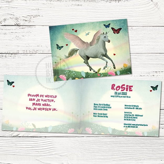 Origineel geboortekaartje eenhoorn 'Rosie' - Afbeelding 3
