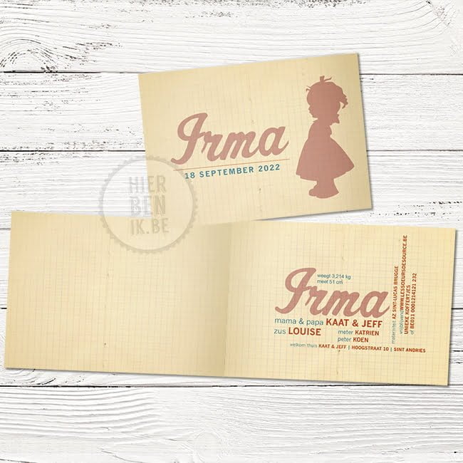 Retro geboortekaartje silhouet 'Irma' - Afbeelding 3