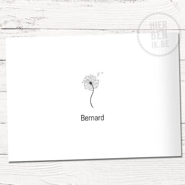 Geboortekaartje met pluis bloem 'Bernard'