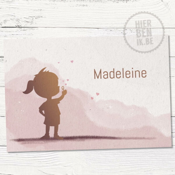 Origineel geboortekaartje silhouet meisje - Madeleine
