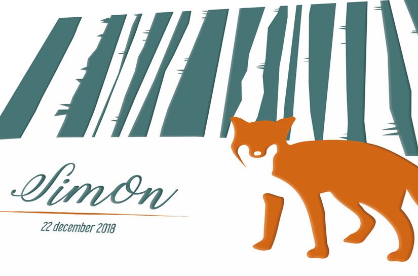 geboortekaartje Simon Letterpress | babykaartje | vos | bos
