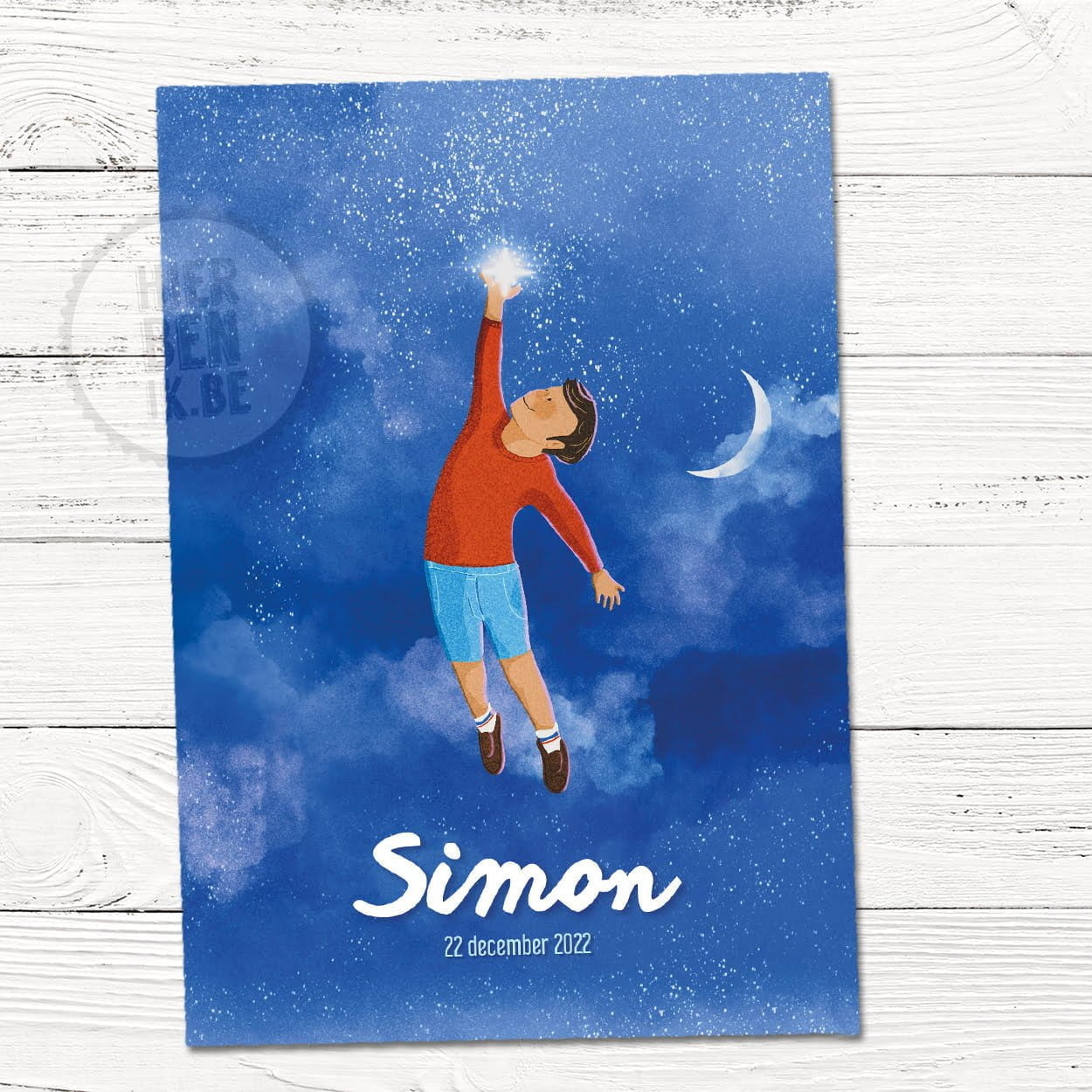Geboortekaartje sterren jongen 'Simon'