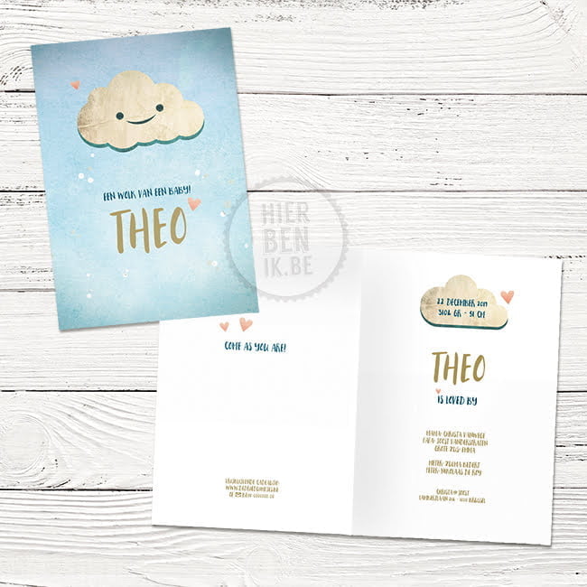 Schattig geboortekaartje wolk 'Theo' - Afbeelding 3