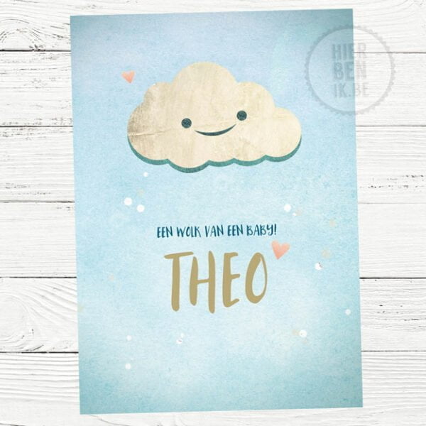 Schattig geboortekaartje met wolk