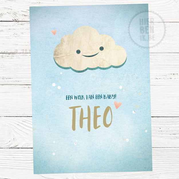 Schattig geboortekaartje met wolk