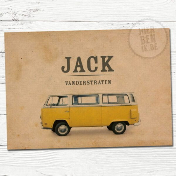 geboortekaartje met VW busje