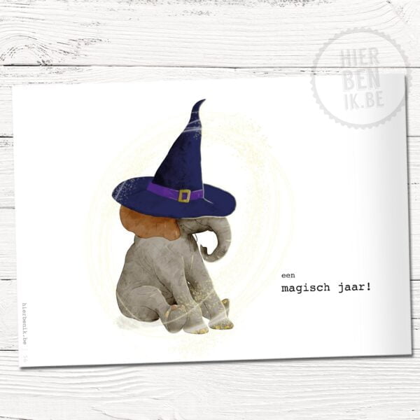 lieve kerstkaart met olifant